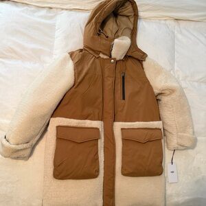 NEW WITH TAGS UGG Tan and Cream Puffer Jacket